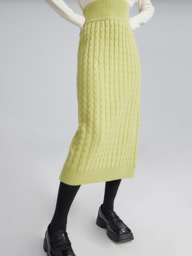 Wool High Waist Knitted Skirt