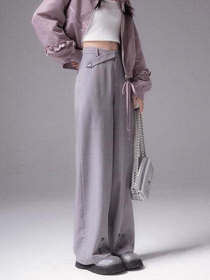 Slanted Waist Casual Pants