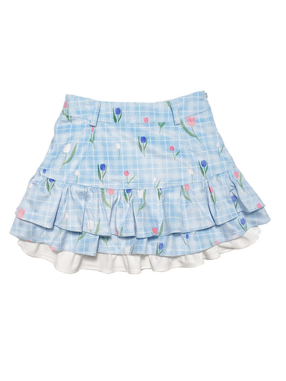 Lace-up Unique Layered Tiered Pop Skirt