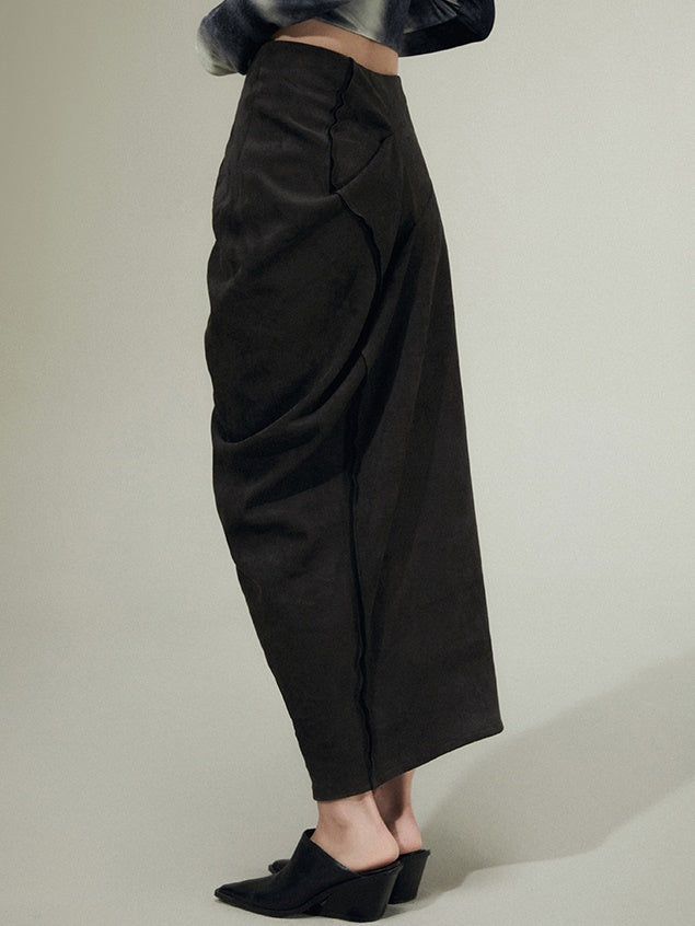 Asymmetry Slit Drape Skirt