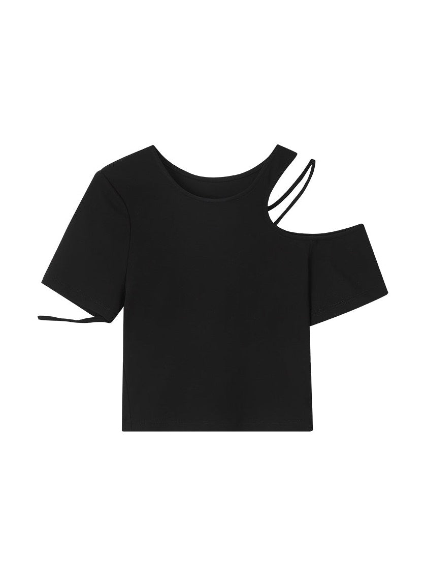 Shoulder Hollow Tie T-shirt