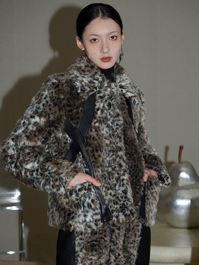 LEOPARD FUR SHORT LOOSE COAT