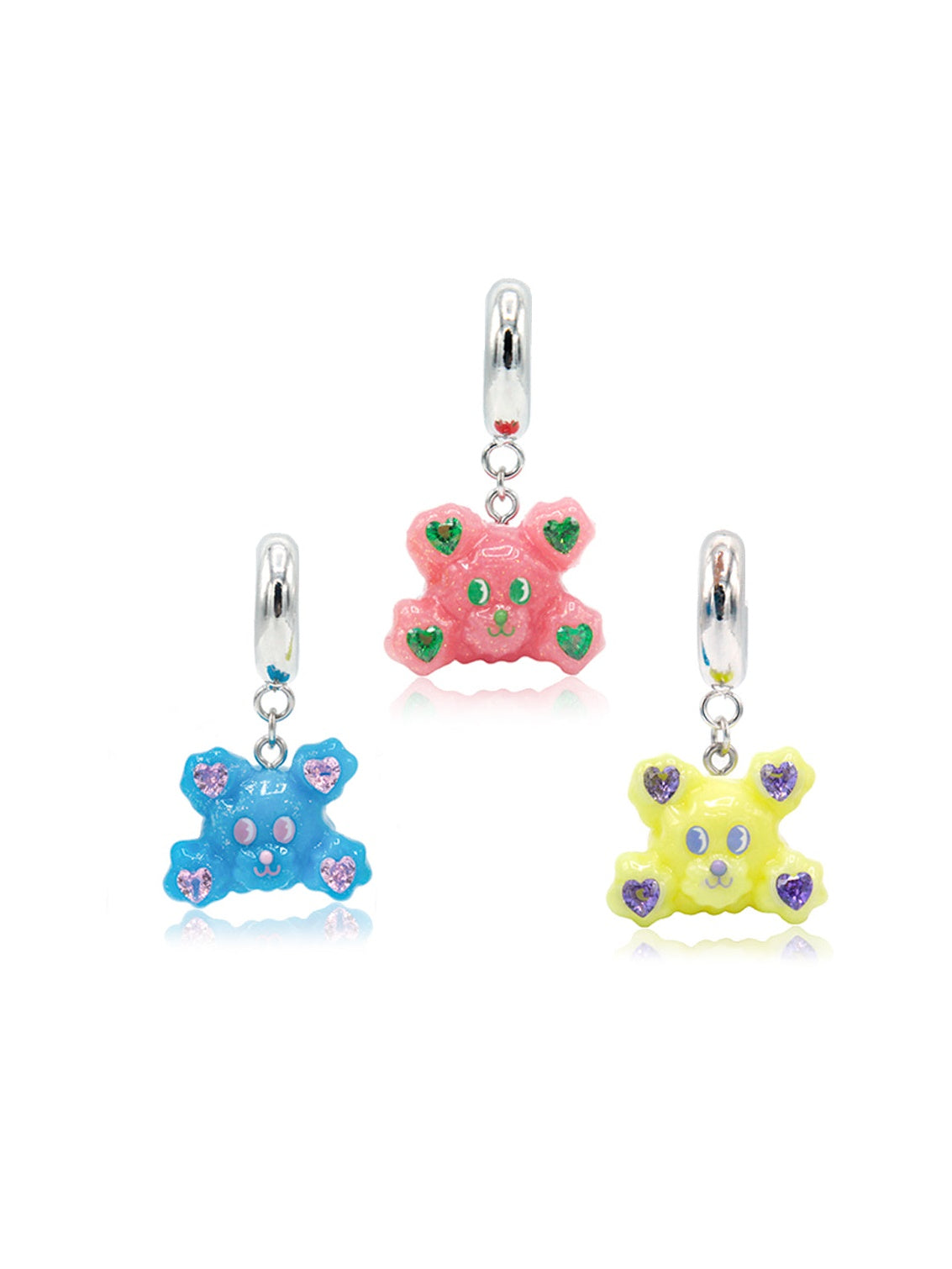 Bear Resin Ring Earrings Pierced