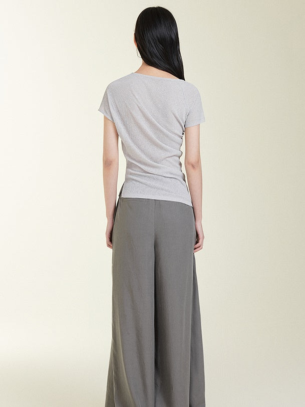 Pleated Asymmetrical T-shirt