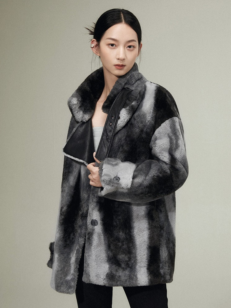 Eco-Friendly FUR MID-LENGTH LAMB WOOL COAT