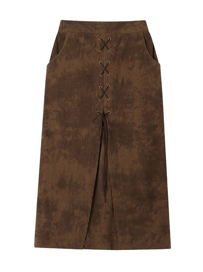 Laceup Corduroy Skirt