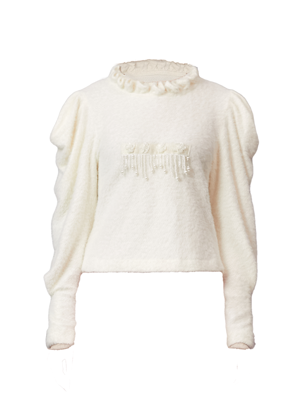 Weißer langärmerischer Pullover