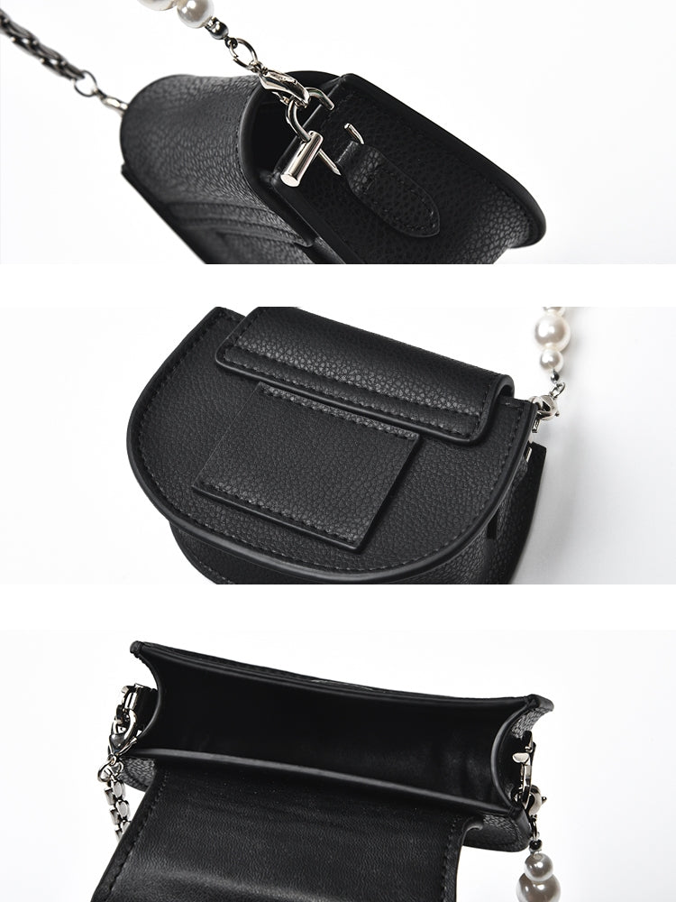 Mini Chain Diagonal Leather Bag