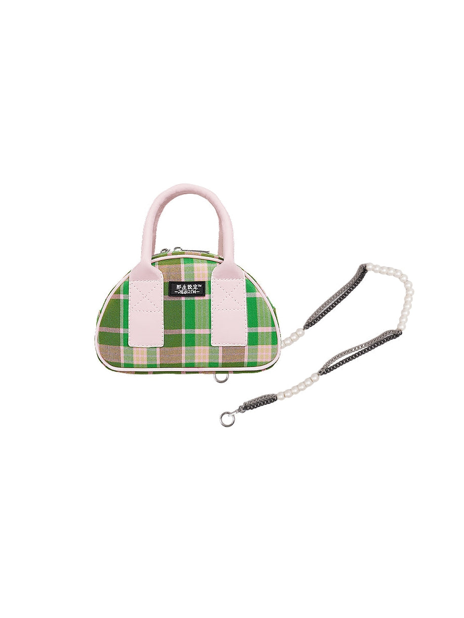 Plaid Contrast Color Mini Bag