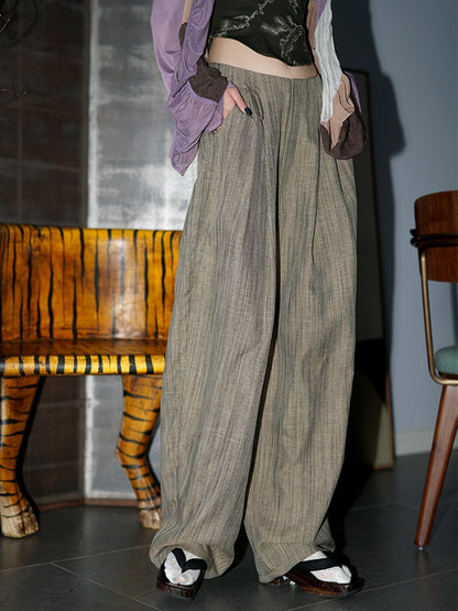 Retro Striped Long Wide Leg Pants