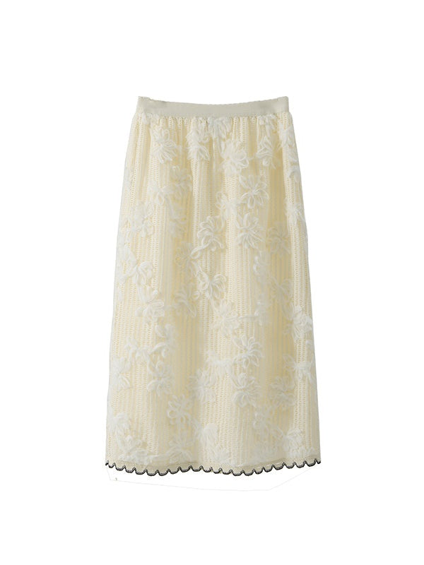 Tulip Embroidered Lace Shirt &amp; Skirt