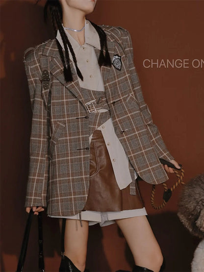 British Style Anzug Jacke &amp; Shirt &amp; Culottes