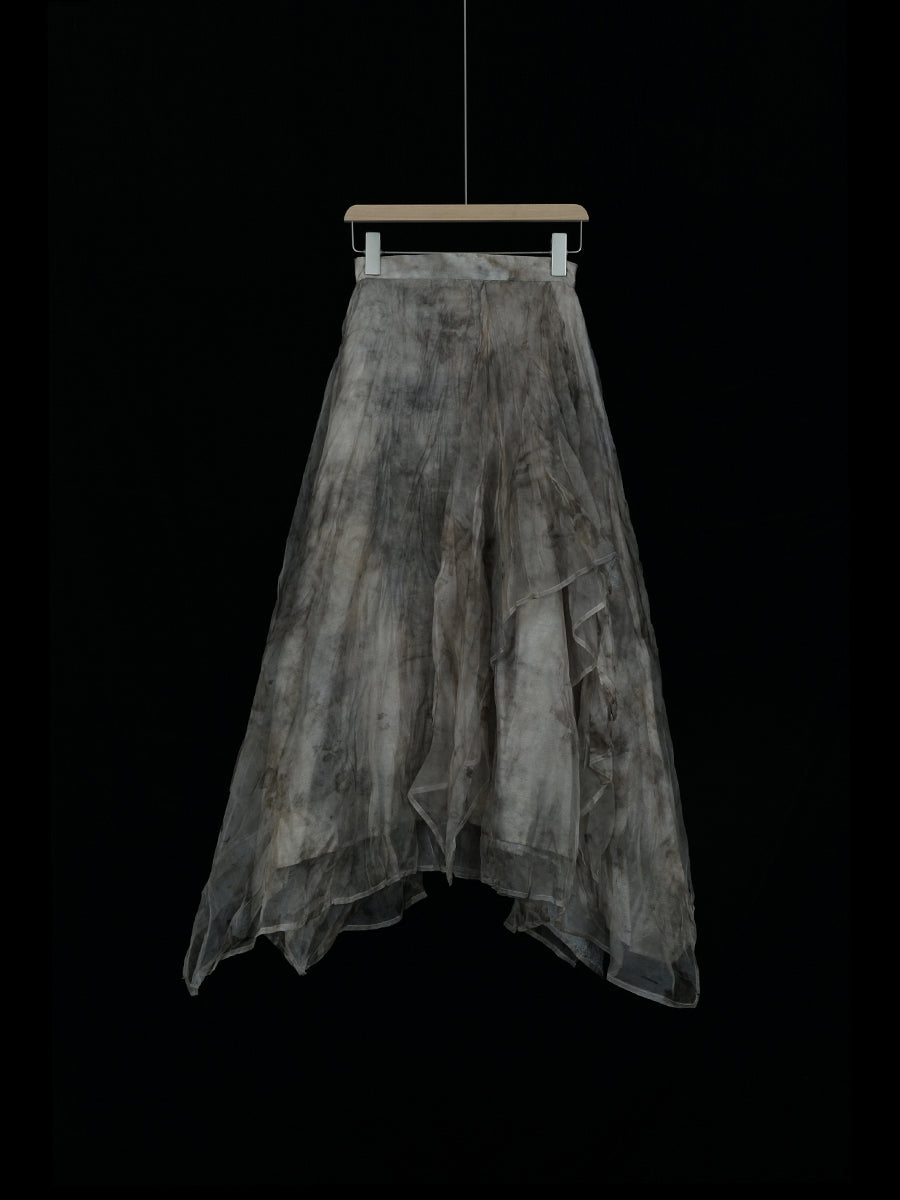 Silk Organza Printed Long Skirt