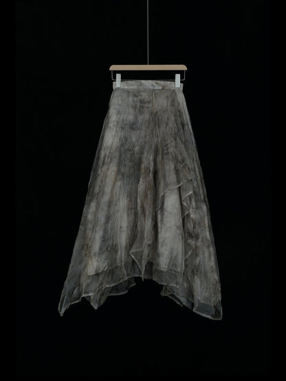 Silk Organza Printed Long Skirt