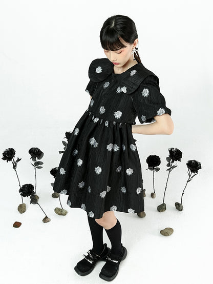 Rose Jacquard Retro Girly Dress