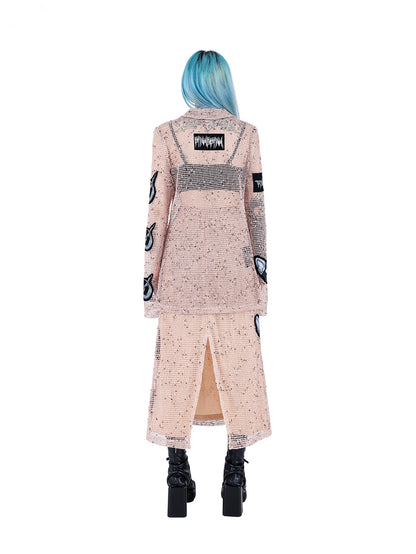 Electric Moon Rock Patch Mesh Double Layer Skirt