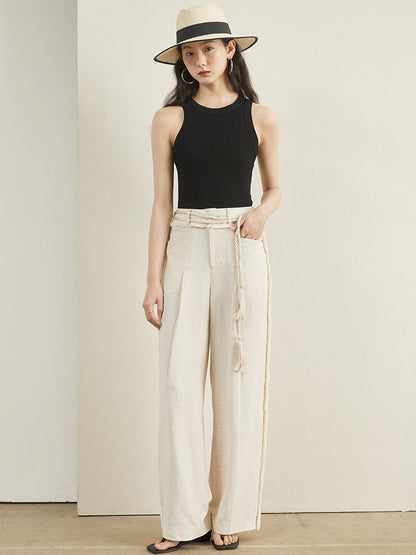 Tassel Loose High Waist Wide Leg Pants