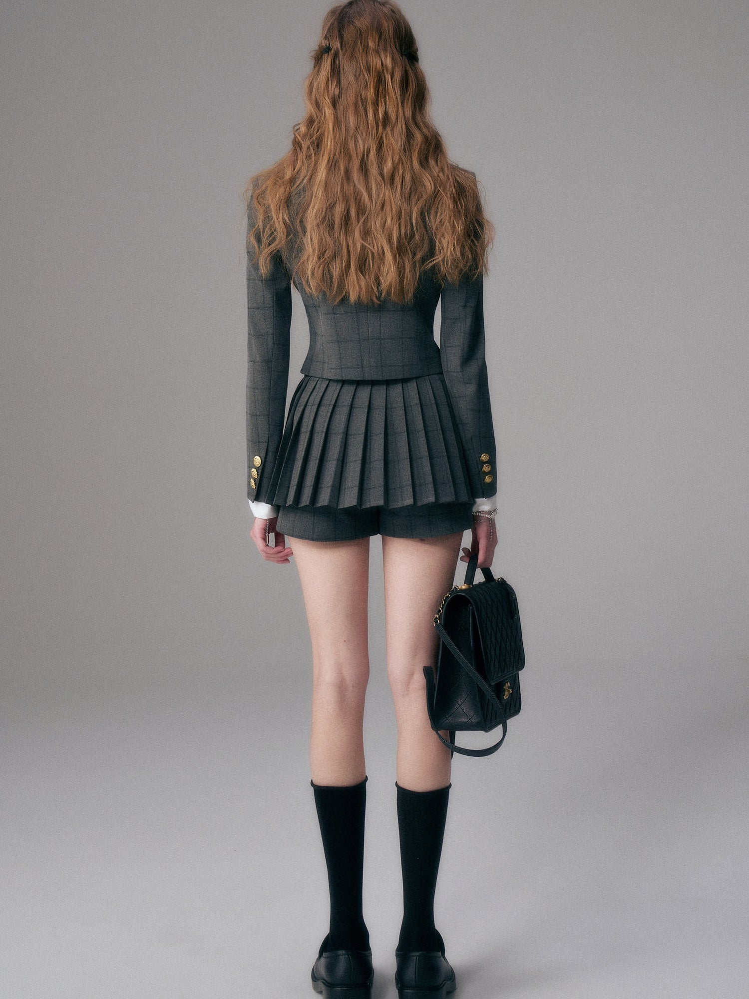 British College Style Short Jacket &amp; Pleated Skirt Pants