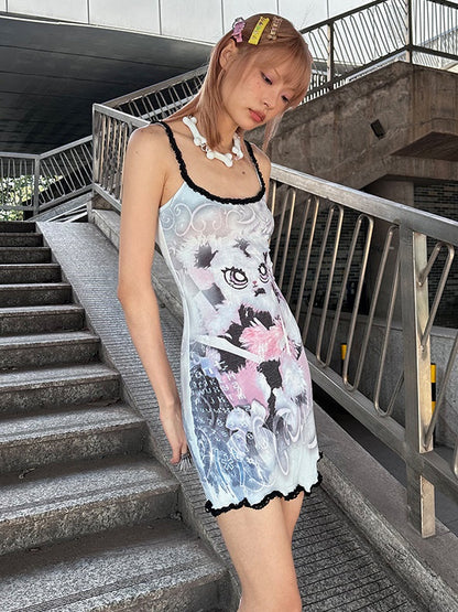 BUNNY PRINT SLIP ONE-PIECE