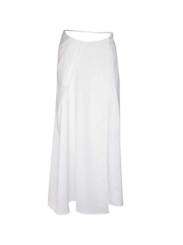 Irregular Slit Silky Long Skirt