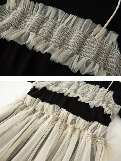 Fake Two-Piece Mesh Stitching Lace Dress