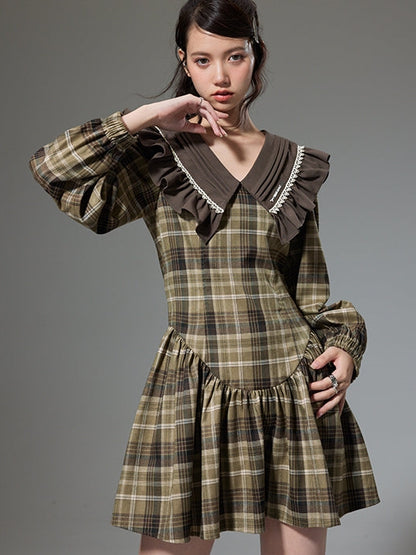 Plaid Doll Collar Dress