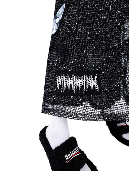 Electric Moon Rock Patch Mesh Double Layer Skirt