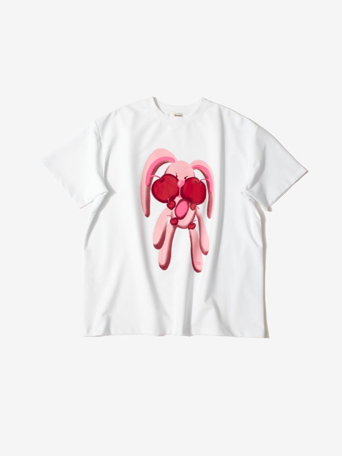 T-shirt de lapin à pomme rose girly