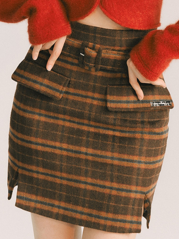 Wool Plaid Skirt