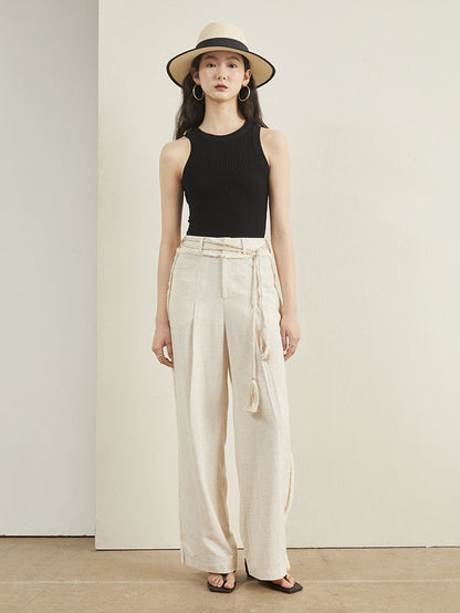 Tassel Loose High Waist Wide Leg Pants