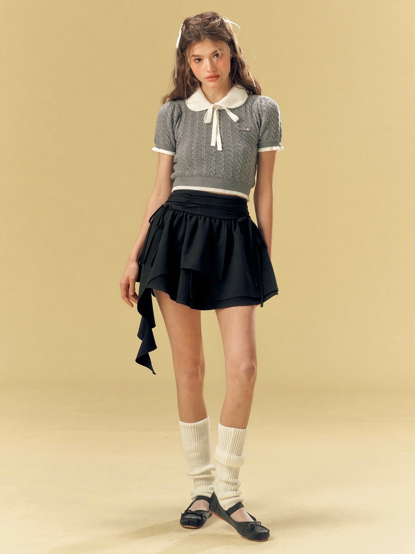 Cable Knitting Doll Collar Top