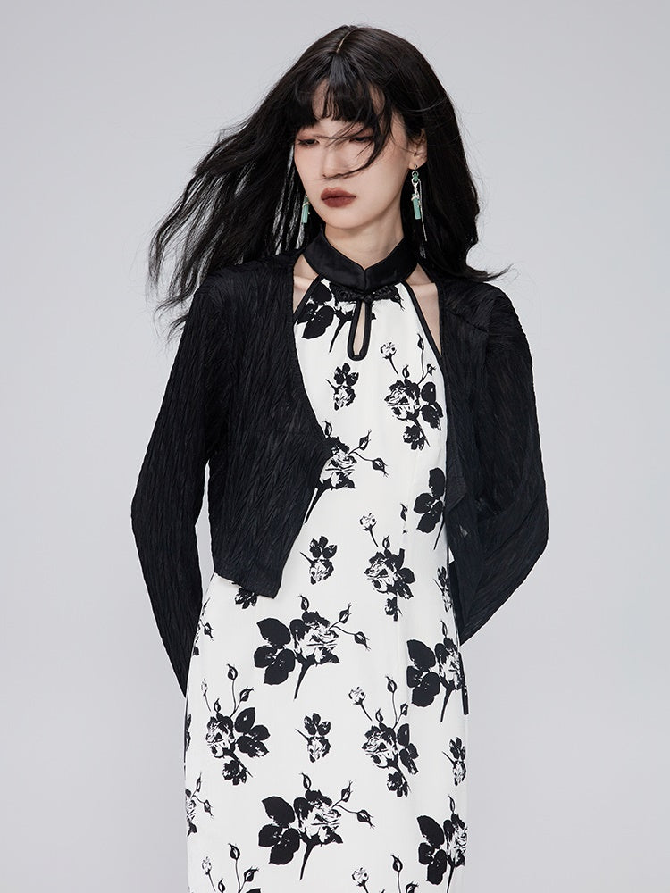 CHINESE-STYLE PRINTED SLEEVESSS Dress &amp; Cardigan Shirt