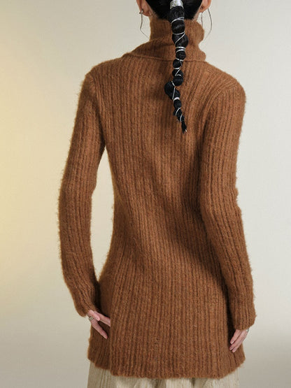 WOOLY LAPEL KNITTED CARDIGAN