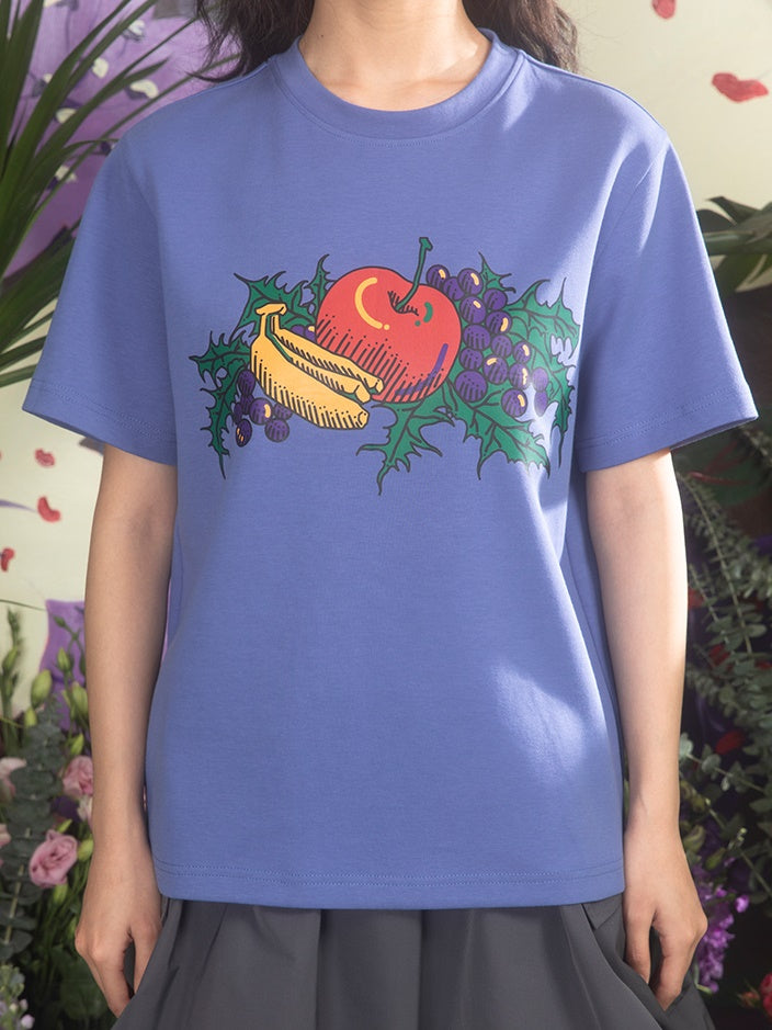 Oil Painting Fruit Printed Loose T-shirt