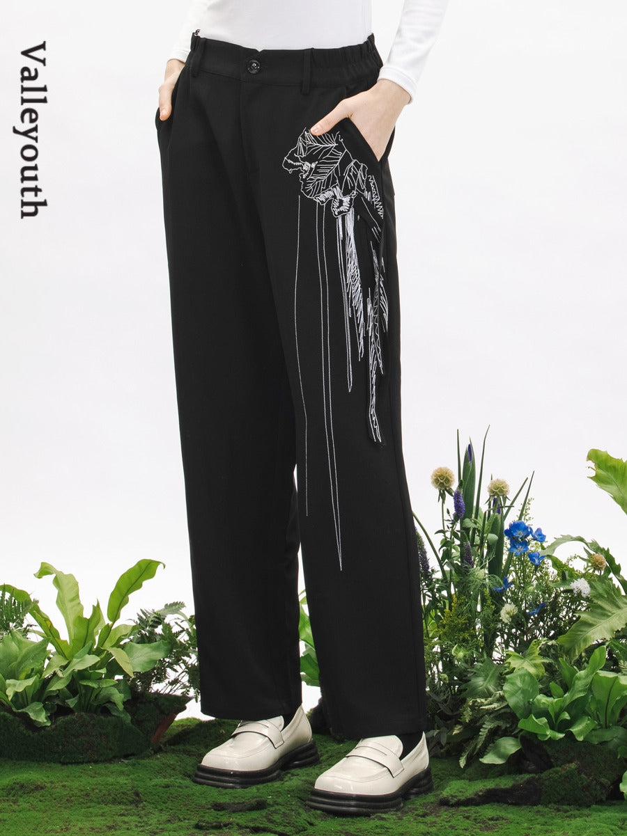 Three-dimensional Embroidery Nichi Straight Pants