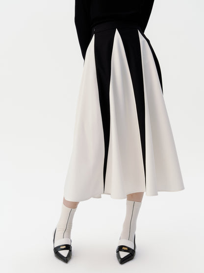 Black And White Triangle Stitching Skirt