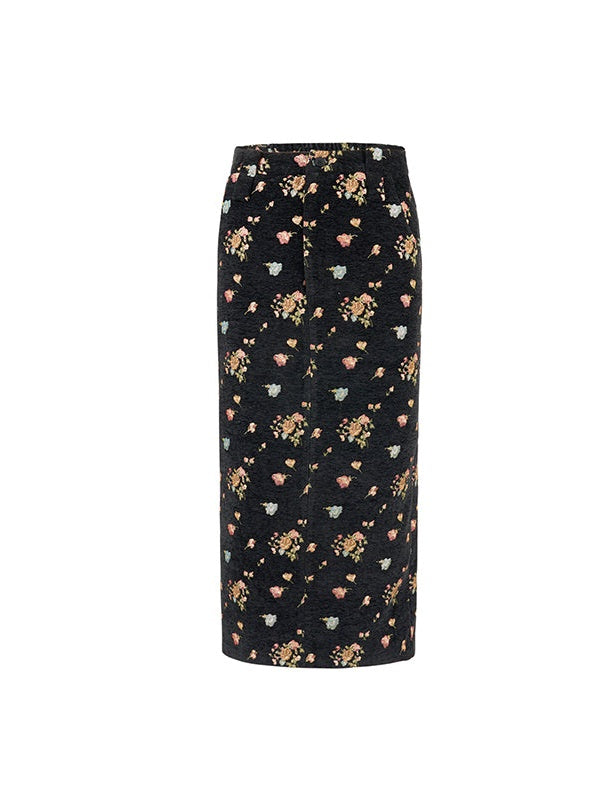 Floral Jacquard Slim High Waist Skirt -OAKMOO – ARCANA ARCHIVE