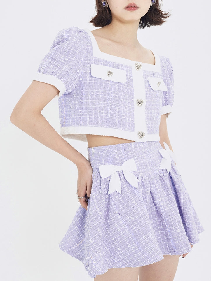 Fragrance Square Collar Jacket &amp; A-Line Skirt