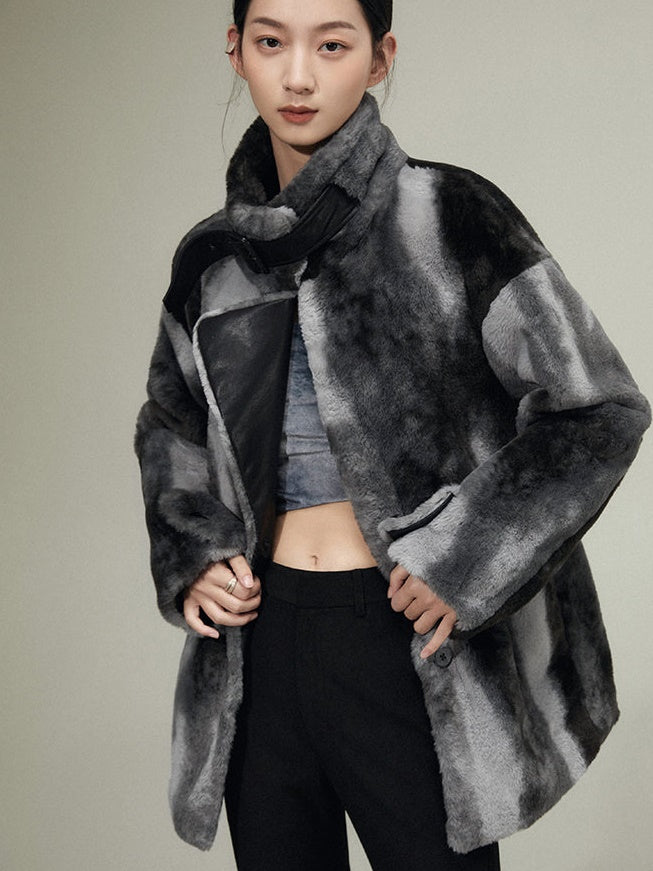 Eco-friendly Fur Mid-length Lamb Wool Coat