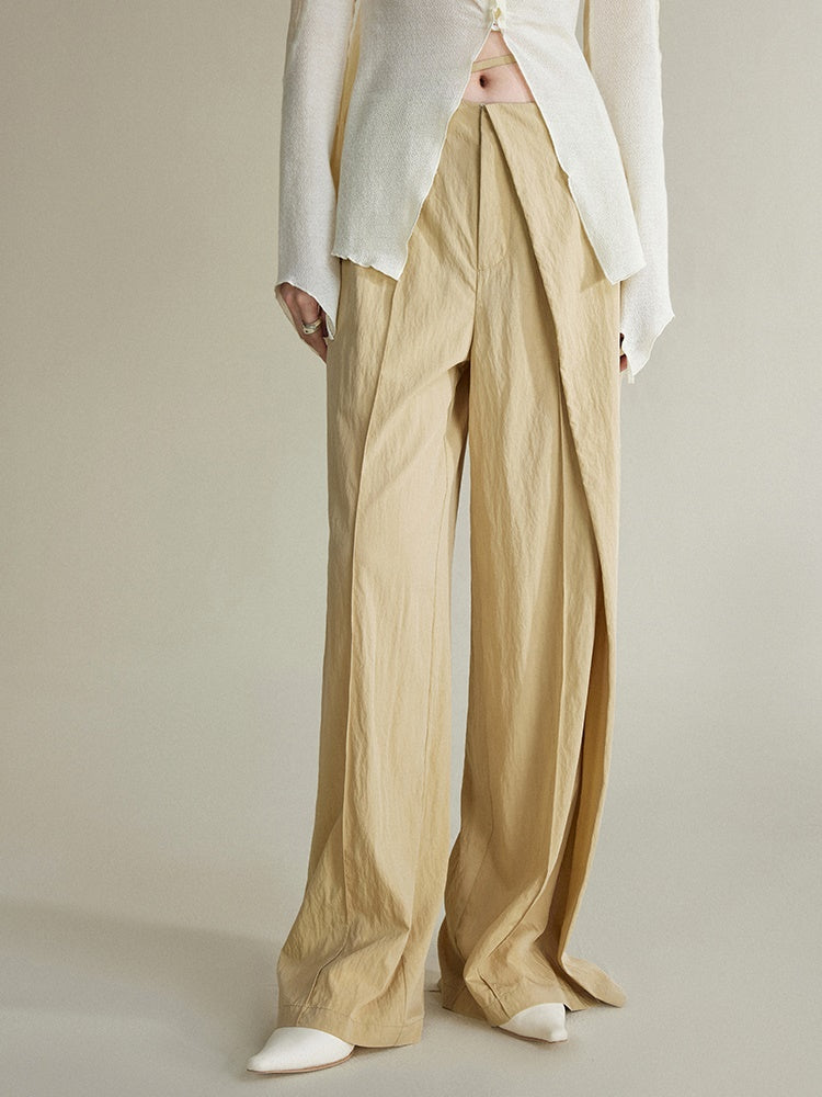 Draped Casual Wide-Leg Pants