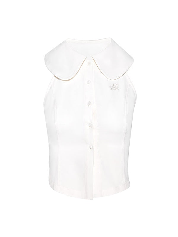 Halter Neck Sleevels Doll Collar Shirt