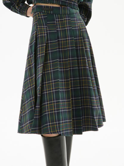 Plaid Pocket Top &amp; Pleated Skirt