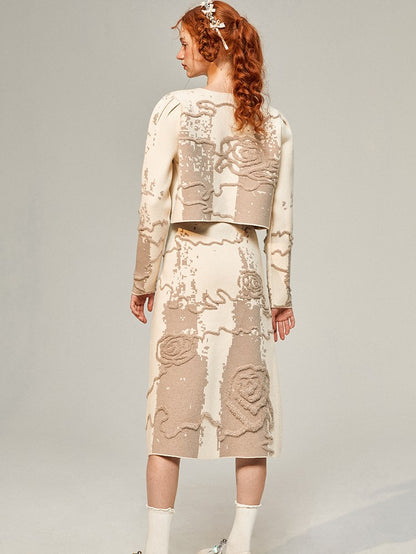 Jacquard Knitted Jacket ＆ Skirt