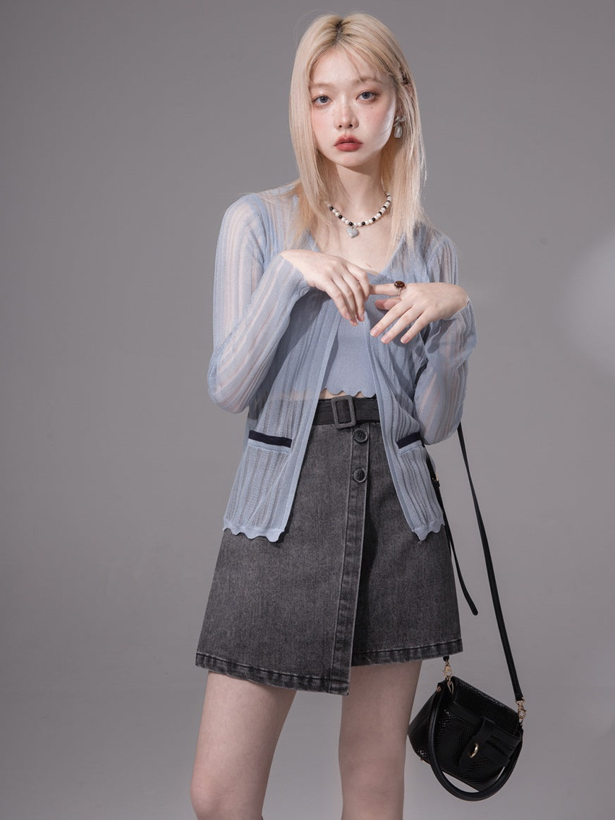 Asymmetrical Denim Skirt