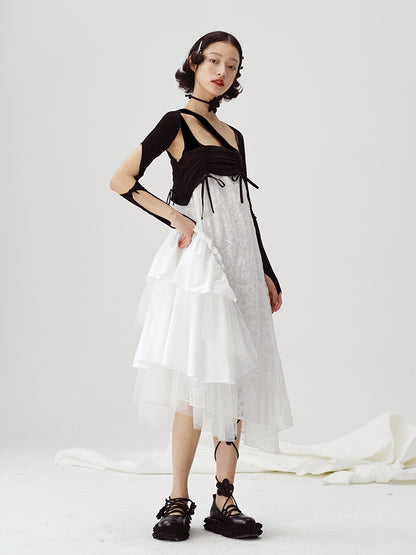 Robe à suspension irrégulière noir et blanc