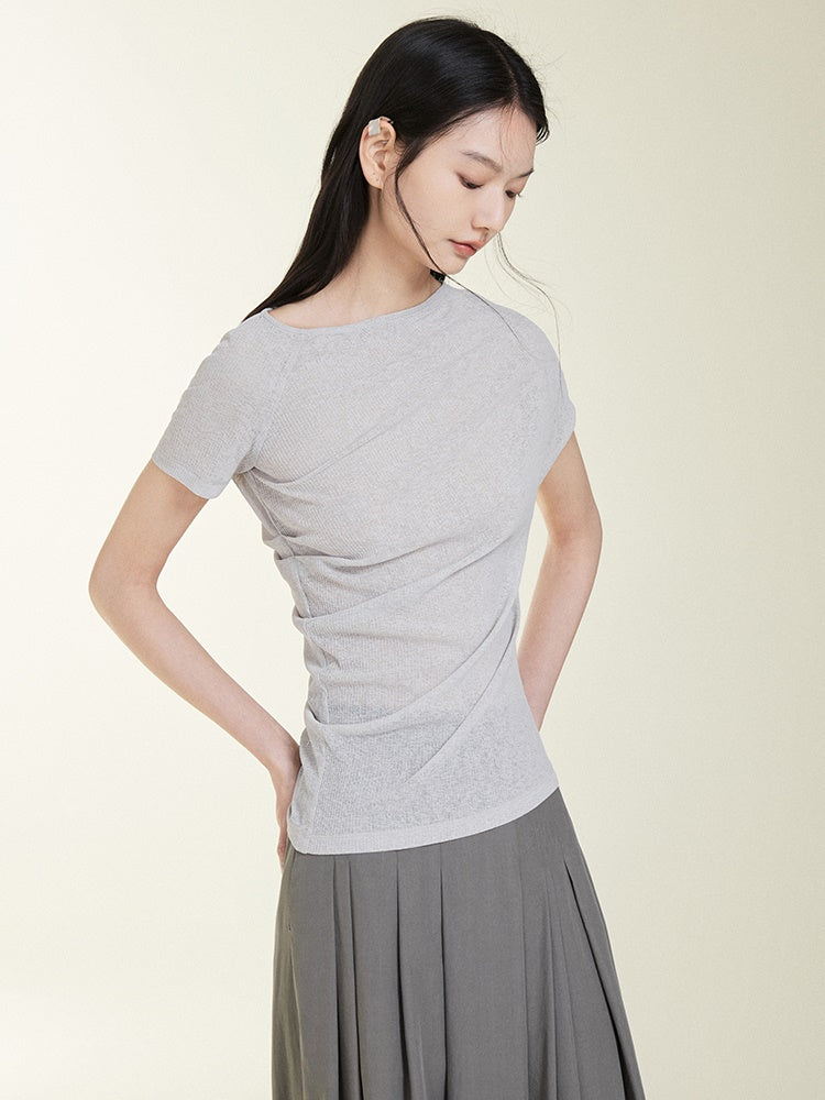 Pleated Asymmetrical T-shirt