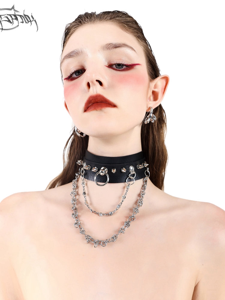 Studs Gothic Punk Collar Necklace Choker