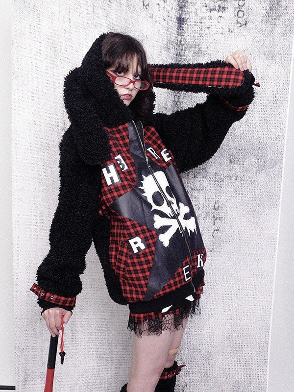 Plush Plaid Rabbit Ear Jacket – ARCANA ARCHIVE
