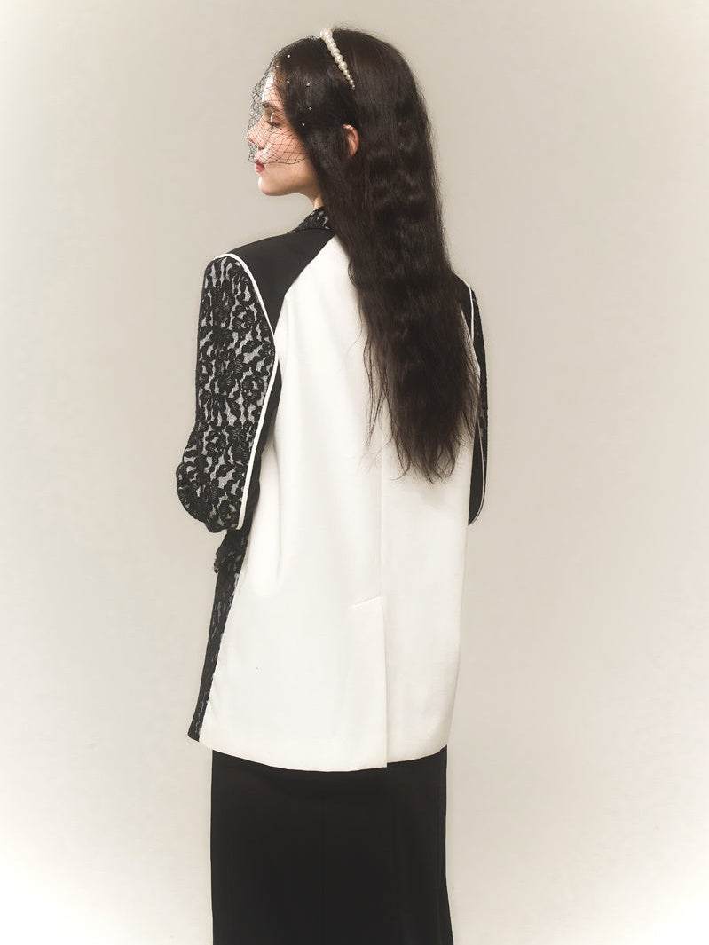 Lace Stitching Long-sleeved Jacket