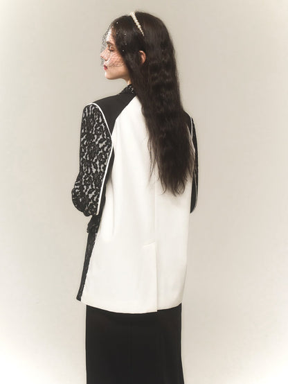 Lace Stitching Long-Sleeed Jacket